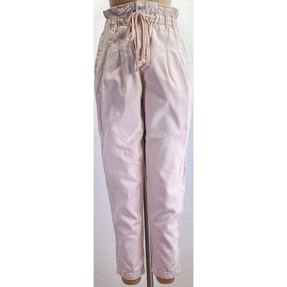 *NEW* Free People Blush High Rise Pleated Paperbag Tapered Leg Multipocket Pants - Picture 6 of 12